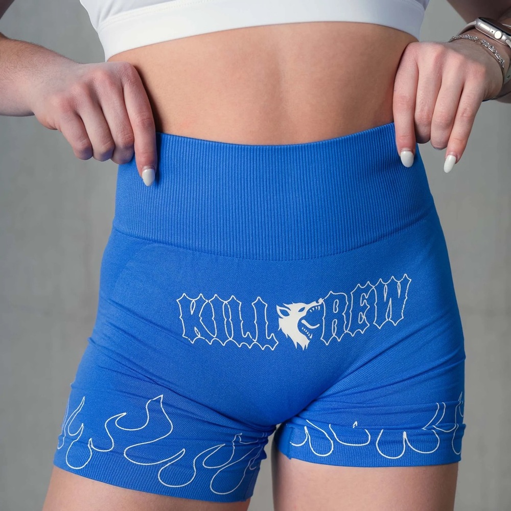 Kill Crew Electric Blue Athletic Shorts with White Graphics